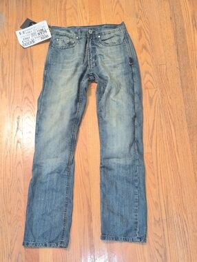 Men's Motorcycle Riding Straight-Leg Blue Denim Jeans